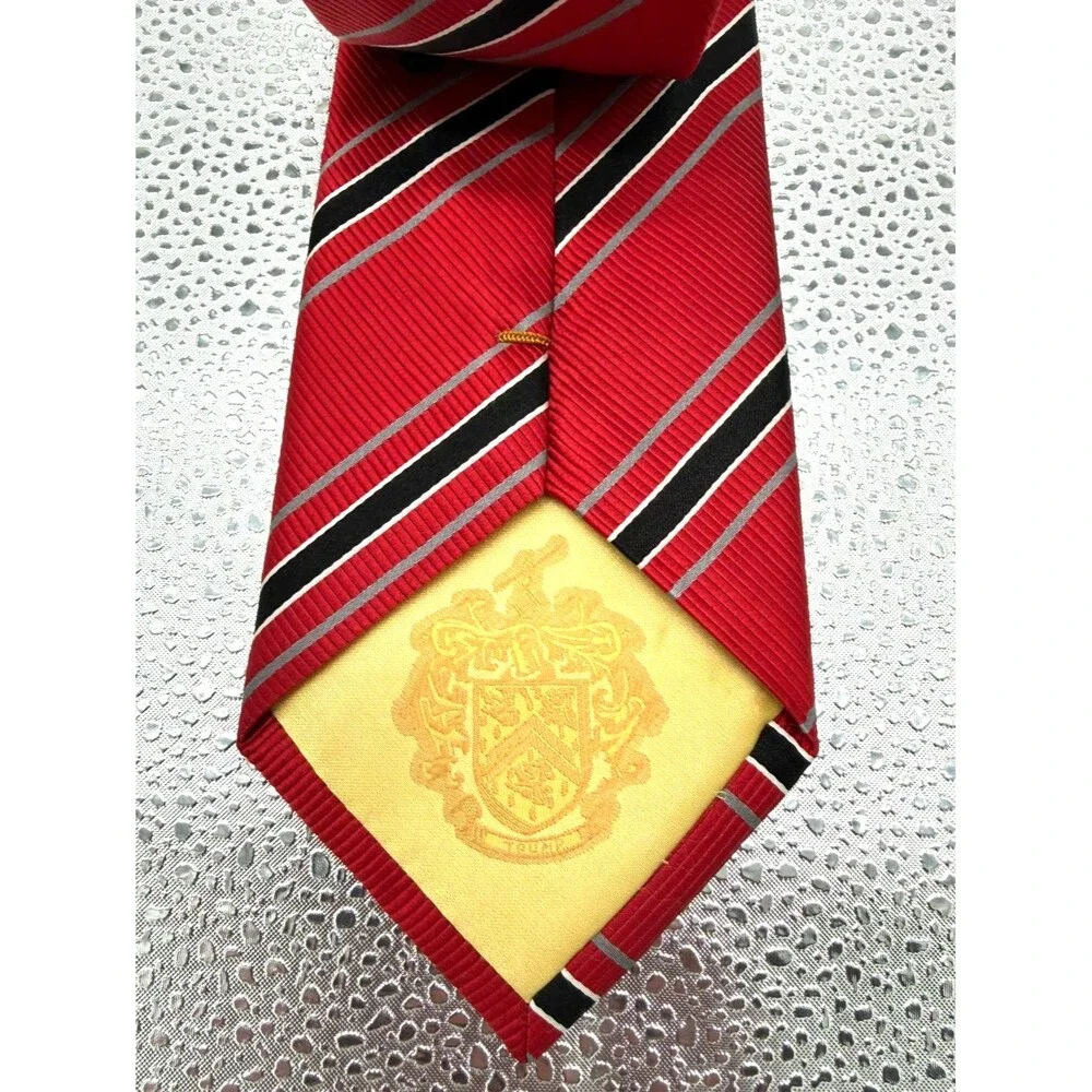 Donald Trump Signature Collection Red Silk Stripe Tie Black Silver American